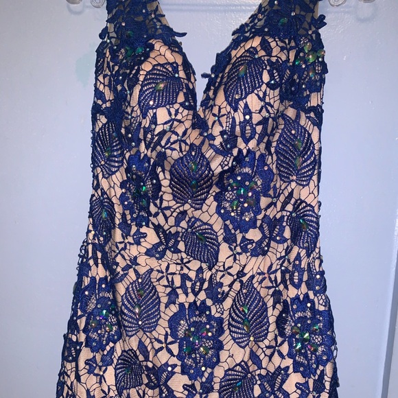 Gorgeous size 6 ROYAL blue/beige dress - Picture 4 of 7